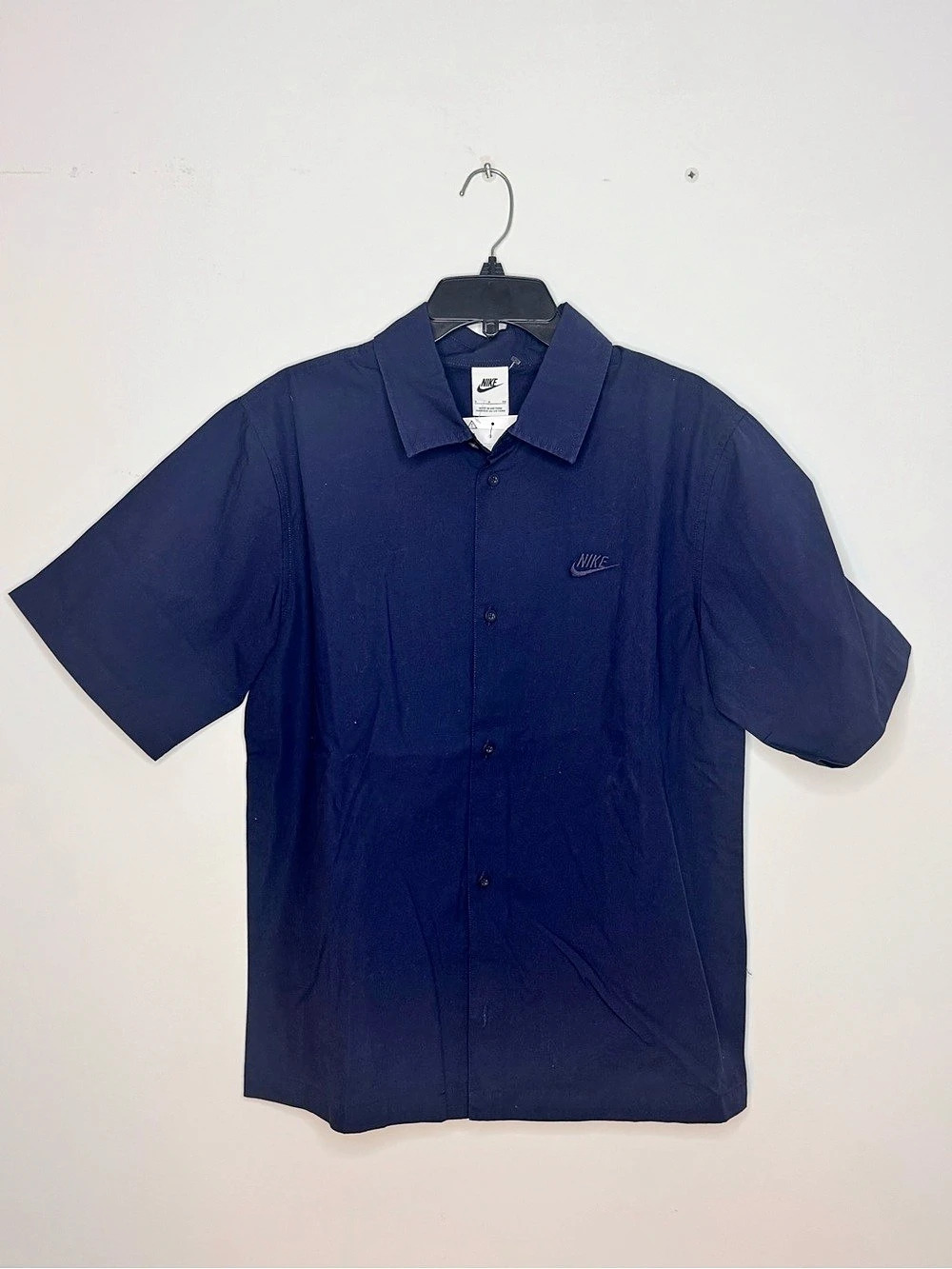 Nike Club Men'Small Short-Sleeve Button-Up Shirt Men'Small Blue Polo Size Small